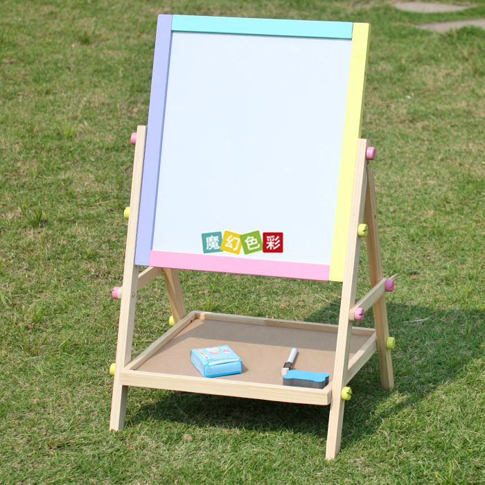 新款正品 折叠式木制双面磁性儿童益智画板早教玩具黑板带配件示例图1