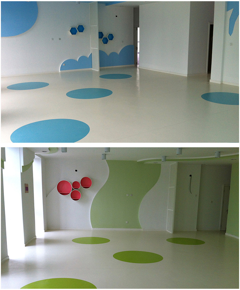 纯色PVC塑胶地板卷材 学校幼儿园纯色PVC塑胶地板 耐磨地板胶示例图10