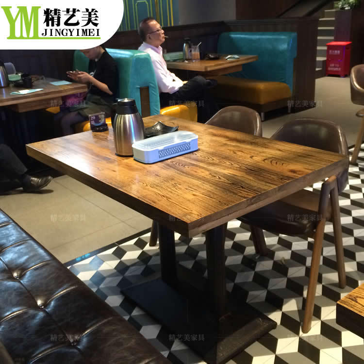 纸上烤鱼桌椅合嘉乐茶餐厅桌椅实木复古特色主题餐厅卡座沙发配套示例图8