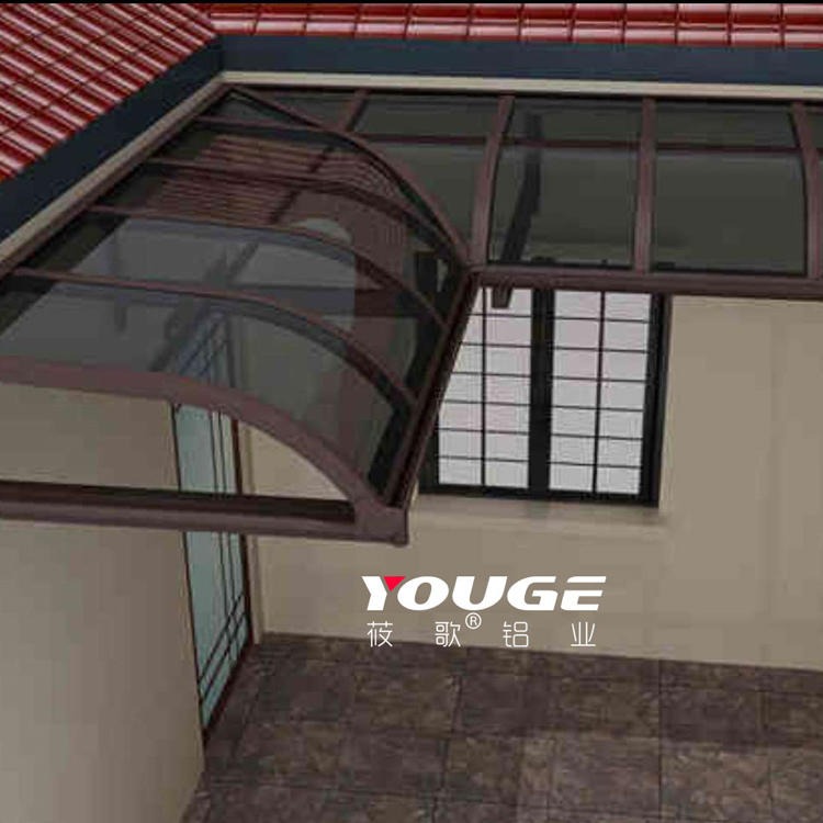厂家特制 加强型铝合金露台棚 铝合金L型阳台棚 铝合金遮阳遮雨棚 R型露台棚