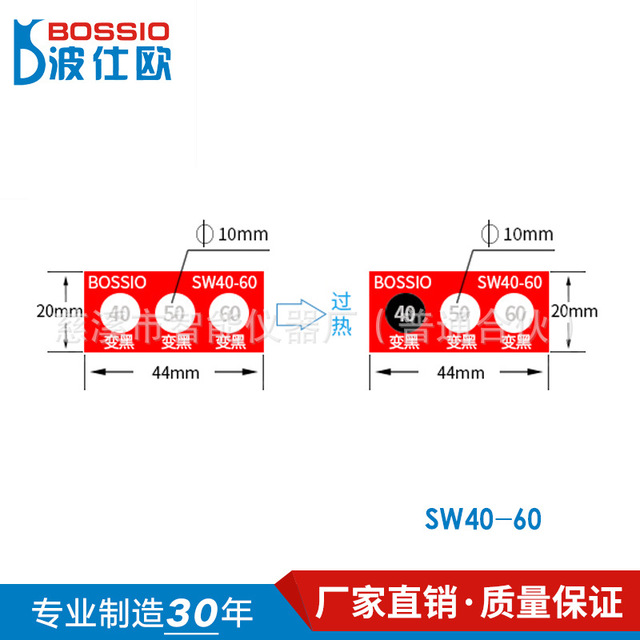 厂家直销 波仕欧SW40-60测温纸 变色示温片 测温贴片 温度测试纸 感温胶贴 防水