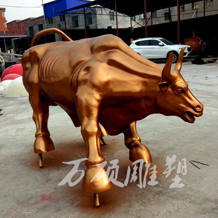 开荒牛蛮牛斗牛华尔街铜牛玻璃钢雕塑 大型广场仿真动物标志建筑示例图2