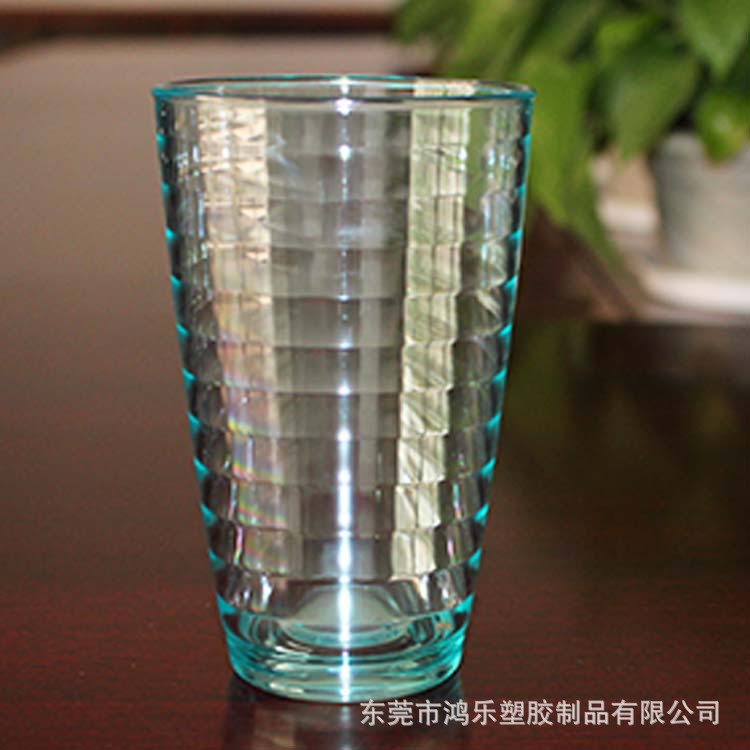 东莞厂家直销12oz塑料透明螺纹冷饮杯果汁饮料杯PS食品级塑胶杯示例图2