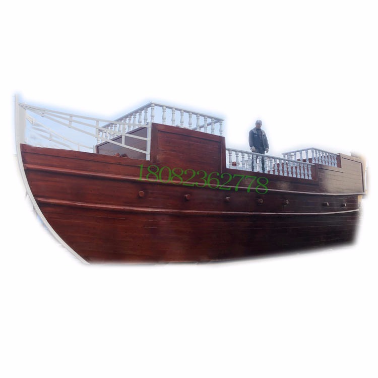 华海木船厂家直销公园景观装饰船 大型海盗船游乐设施 公园海盗船屋图片