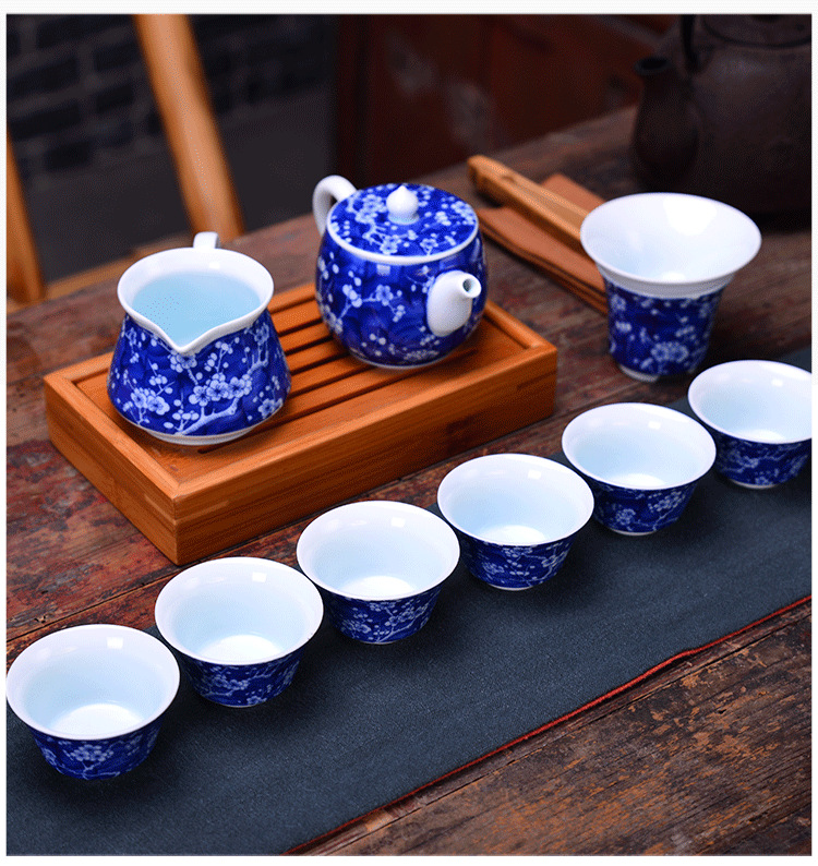 整套精美青花盖碗茶具套装批发 德化陶瓷冰梅功夫茶具套装可定制示例图48