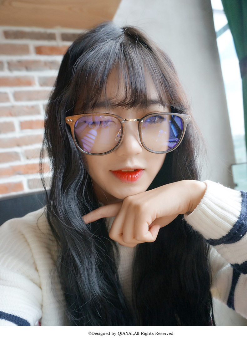 2016韩版复古大方框防辐射眼镜框男女款平光镜架铆钉潮配近视眼镜示例图2