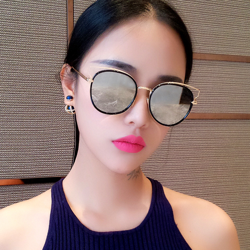 2016新款太阳镜 男女通用个性圆框金属框镜面镜片太阳眼镜墨镜