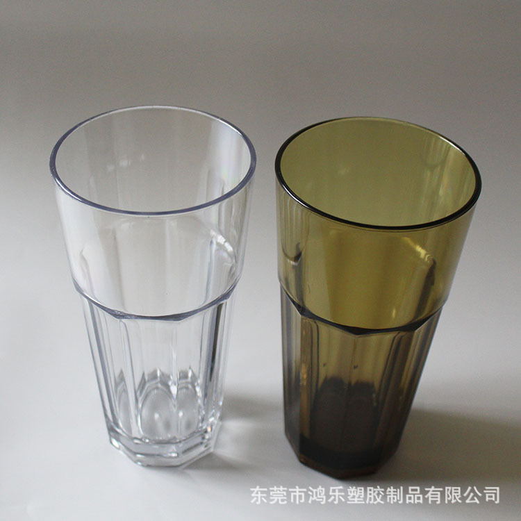 创意塑料八角酒杯厂家直销AS透明14oz塑料啤酒杯条纹塑料杯可印刷示例图3