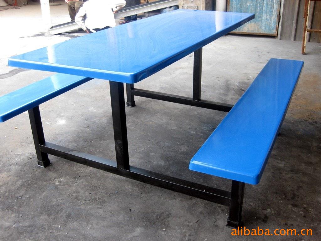 玻璃钢餐桌  学生工厂食堂餐桌  餐桌 玻璃钢10人圆凳连体餐桌椅示例图10