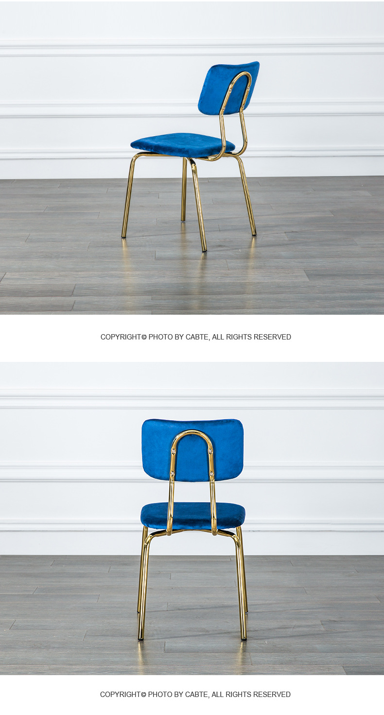 定做北欧现代简约餐椅奶茶店金属椅咖啡厅休闲轻奢椅子靠背椅厂家示例图7