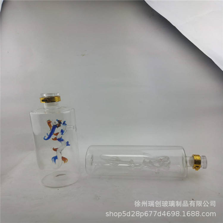 现货供应1-3斤玻璃白酒瓶内置龙形酒瓶泡酒瓶玻璃工艺酒瓶示例图7