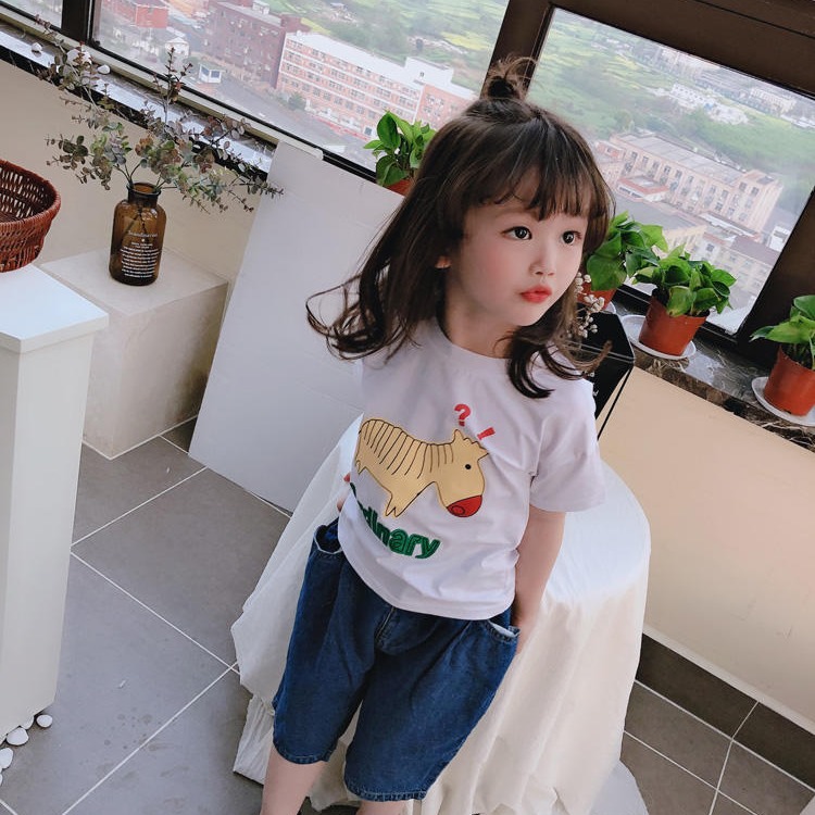 韩版儿童T恤短袖套装 外贸原单男女童T恤运动休闲短裤两件套热卖图片