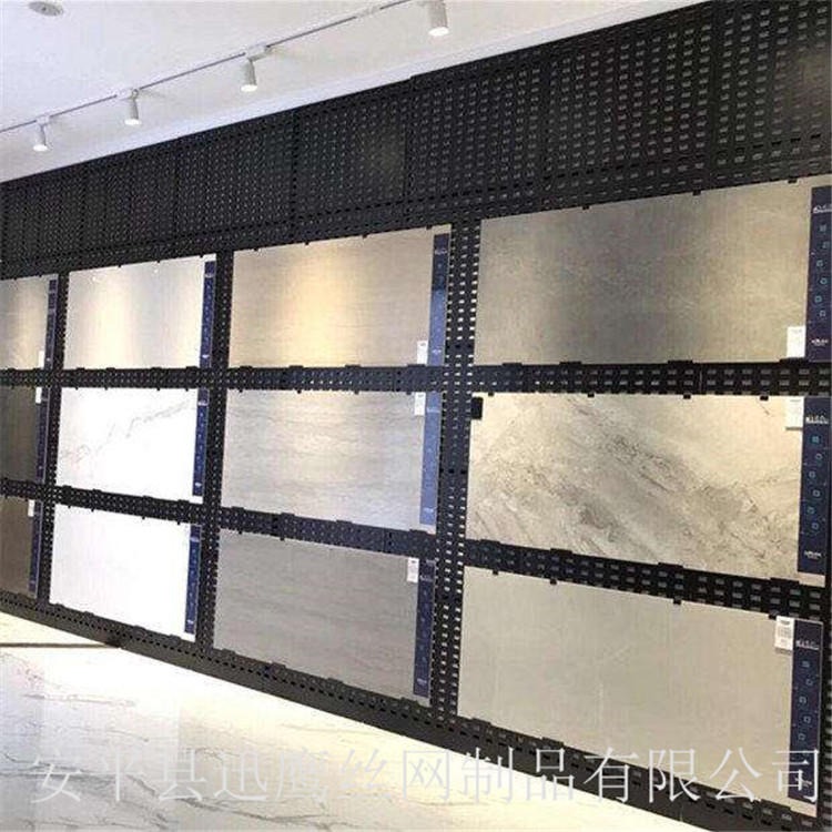 黑色烤漆展示架   迅鹰瓷砖展示板货架   达州地砖地板砖冲孔挂网