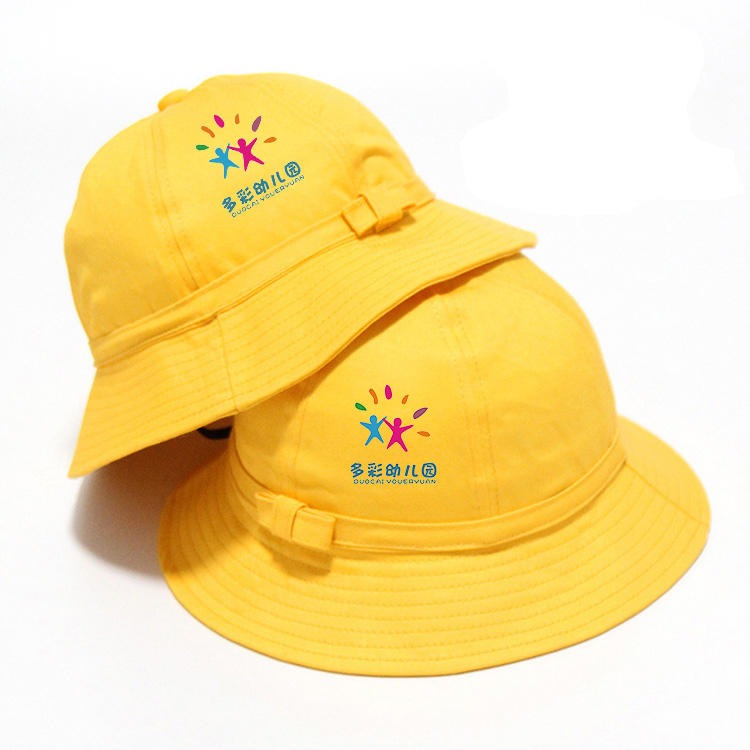 红素儿童渔夫帽幼儿园小朋友野餐团体帽可定制LOGO