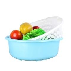 红素双层洗菜盆篮塑料家用水果盘 500件起订不单独零售