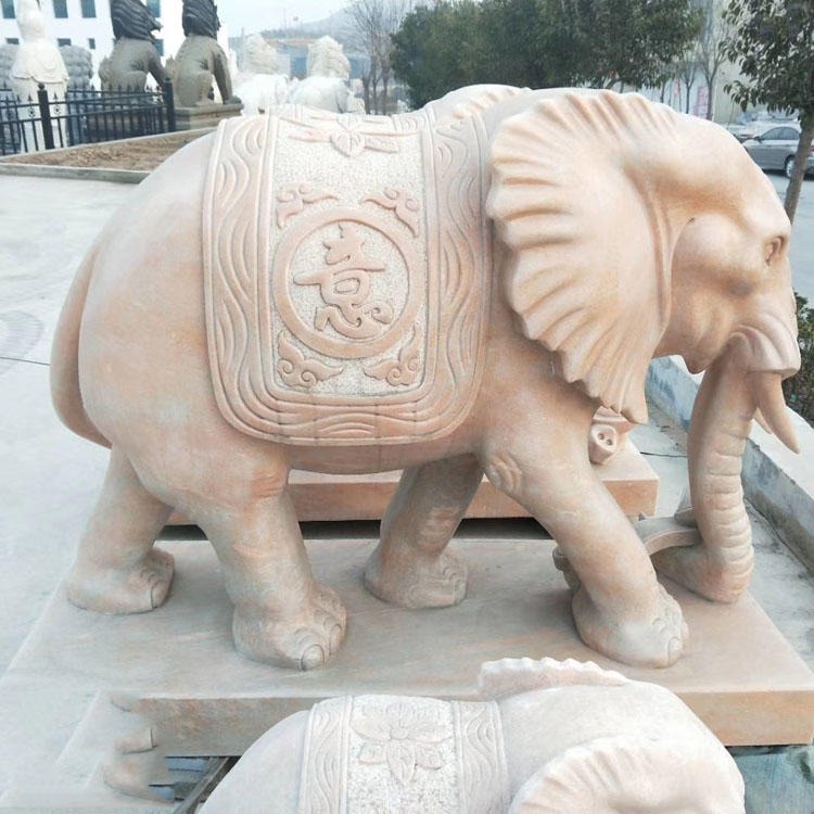 佰盛 石雕大象一对 汉白玉小象厂家 石雕动物石象价格 别墅门口公司摆件