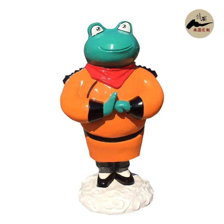 佰盛 玻璃钢卡通蛙雕塑厂家 功夫蛙雕塑模型 超人蛙雕塑摆件 牛蛙雕塑定做