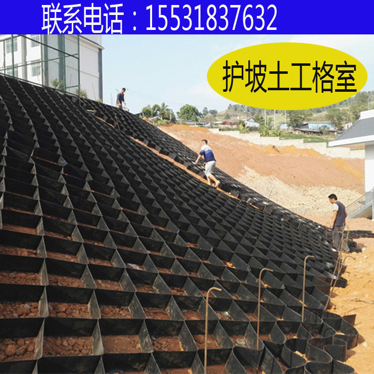 上海浦东蜂巢格室植草 生态绿化边坡材料土工格室 鱼塘护坡蜂巢格示例图6