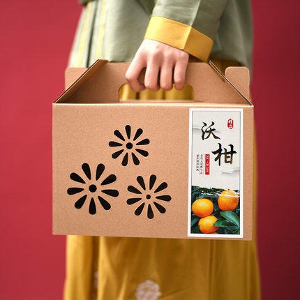 纸箱厂彩箱定制手提水果食品瓦楞彩色纸箱定做彩盒包装生产厂家图片