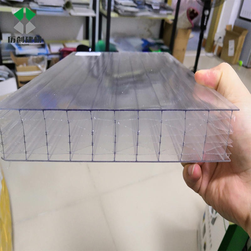 湛江大棚透明阳光板 PC四层米字格板16mm工程中空板聚碳酸酯采光阳光板历创定制