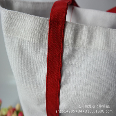 帆布袋定做红色白色涤棉广告袋生产双手提棉布购物袋定制示例图5