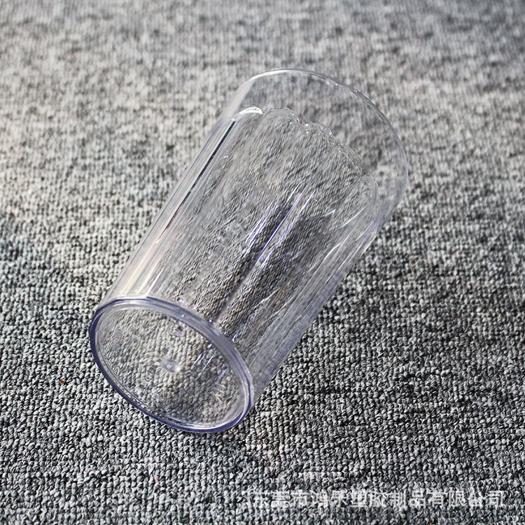 东莞厂家现货批发12oz塑料杯AS透明条纹塑料冷料杯仿真玻璃塑料杯示例图4