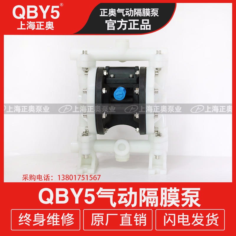 正奥第五代QBY5-15F塑料气动隔膜泵 耐腐蚀隔膜泵 上奥牌化工隔膜泵 污水隔膜泵