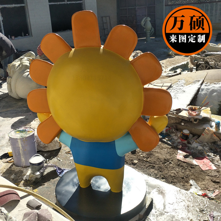 玻璃钢卡通向日葵太阳花雕塑 幼儿园品牌形象公仔雕塑定做厂家示例图8