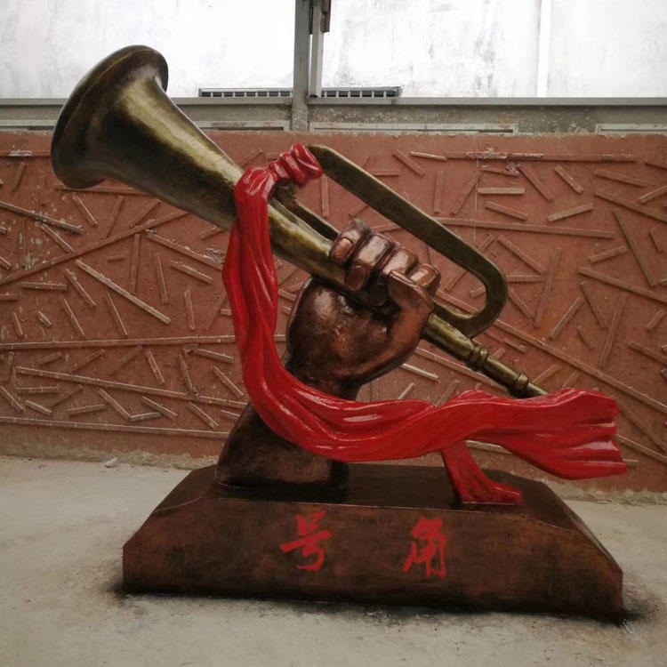 吹号角雕塑 胜利的号角雕塑 红色雕塑摆件 革命号角雕塑 佰盛图片