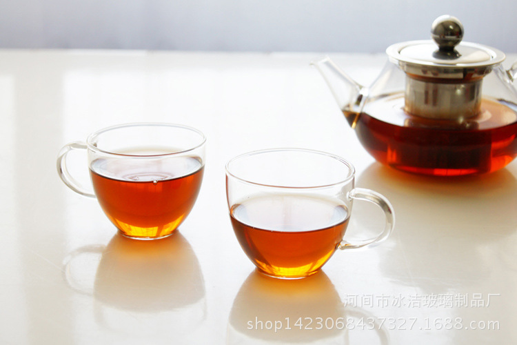 批发供应耐高温透明玻璃品茶杯碟整套功夫茶具杯子碟子咖啡具示例图6