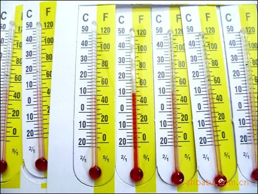 批发各种温度计 纸片黄白温度计 玻璃棒式温度计 双金属温度计