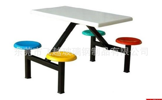 厂家直销8人玻璃钢长条凳连体餐桌椅可定制示例图26
