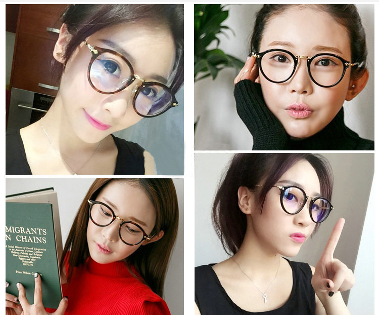 2016韩版金属小箭头铆钉复古椭圆框架男女士修脸平光镜镜框架眼镜示例图10