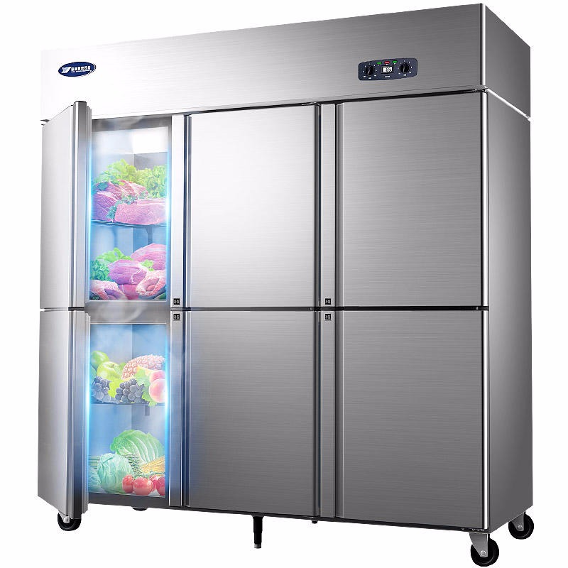 郑州银都大六门冰柜商用全冷藏冷冻立式双温冷冻冷藏6开门冰箱厨房柜