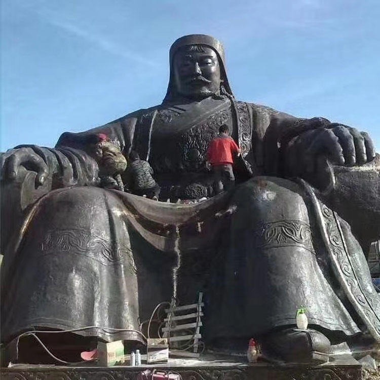 蒙古人物雕塑 帝王雕像 仿铜彩绘玻璃钢人物定做 佰盛