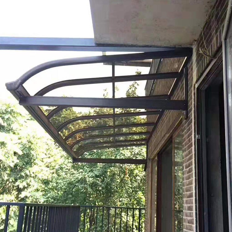 铝合金雨棚 透明 PC 铝合金耐力板雨篷  门上窗户阳台  遮雨防雨棚 铝合金雨搭