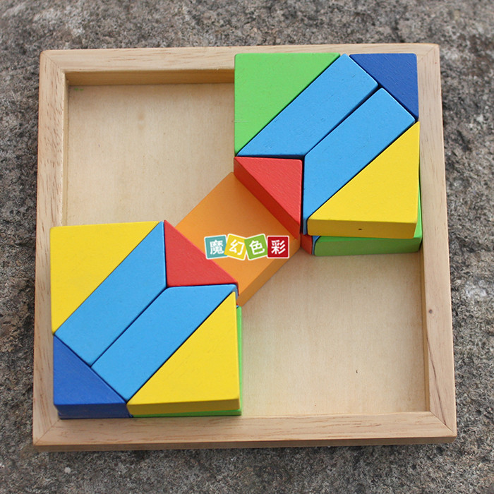 批发木制精品超大松木七巧板 早教智力益智玩具 几何形状拼版示例图12