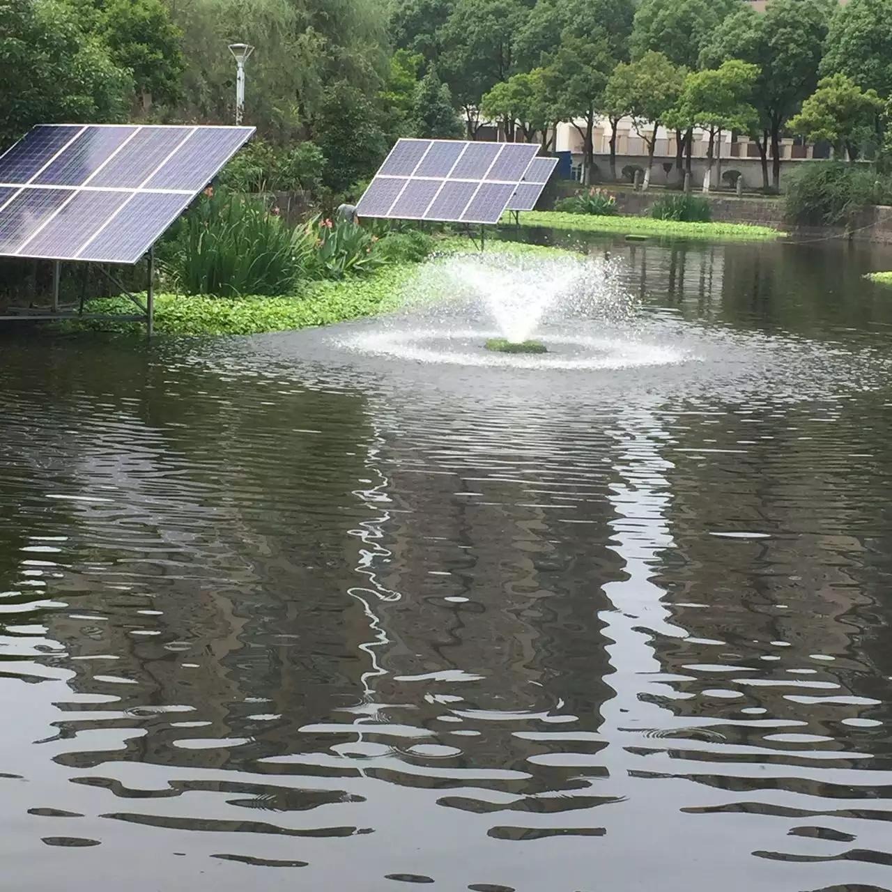 太阳能提水式喷泉曝气机 喷泉曝气机 环保水处理 绿节太阳能曝气机