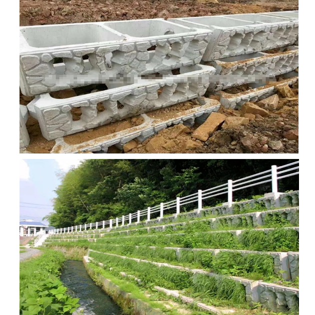 益惠1阶梯式挡土墙混凝土制品模具 仿石式生态护坡模具 植草式生态护坡图片