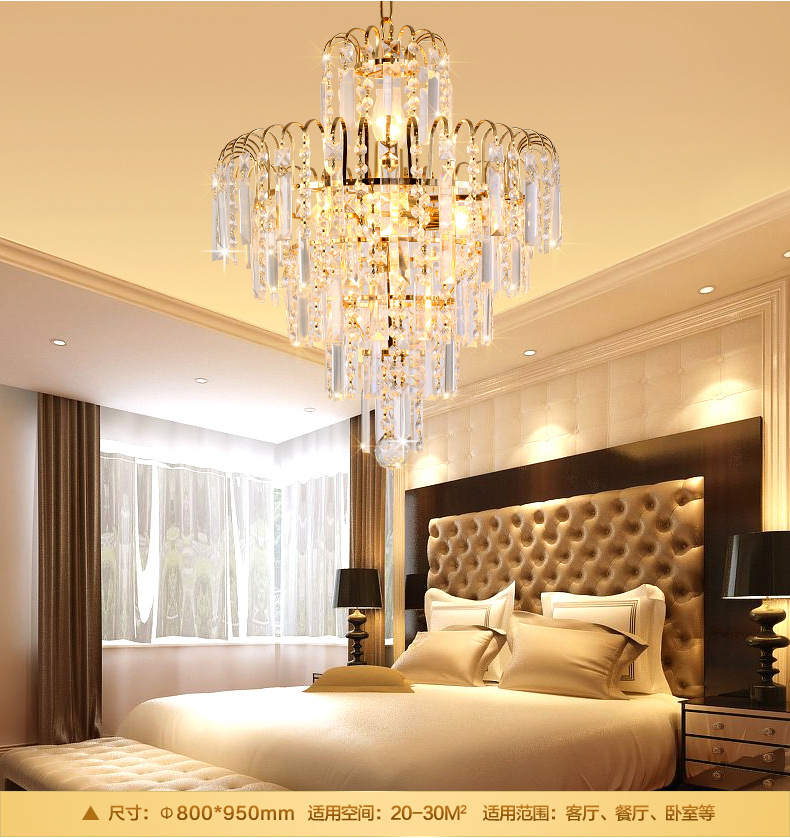 品牌厂家直销金色传统水晶吸顶吊灯圆形LED客厅卧室餐厅别墅吊灯示例图12