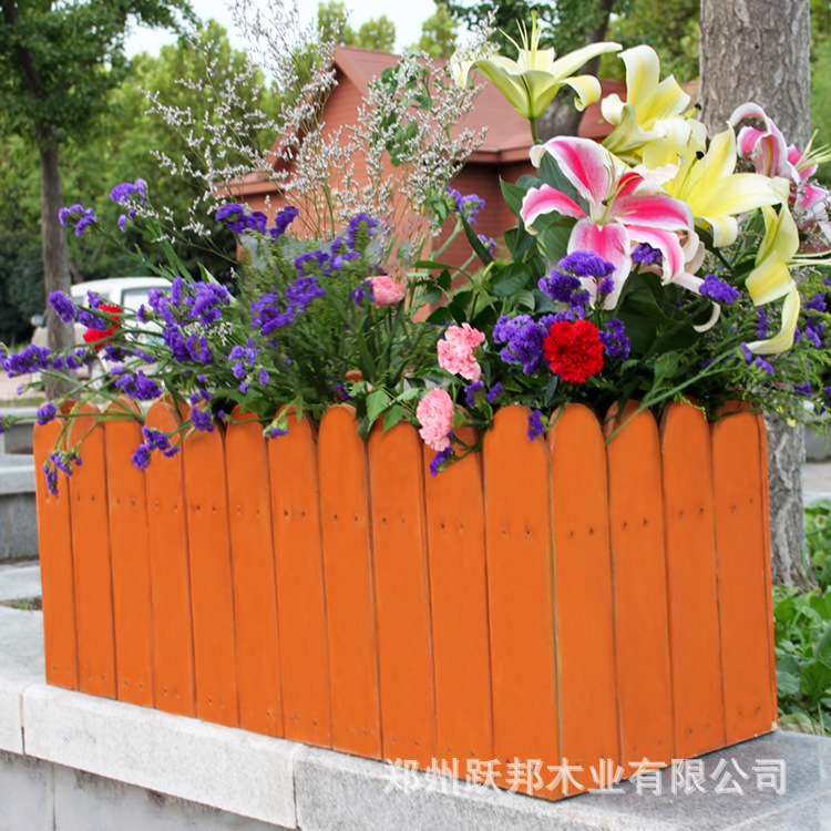 户外防腐木木质花箱花槽 移动组合式长方形花池河南花盆花箱示例图18