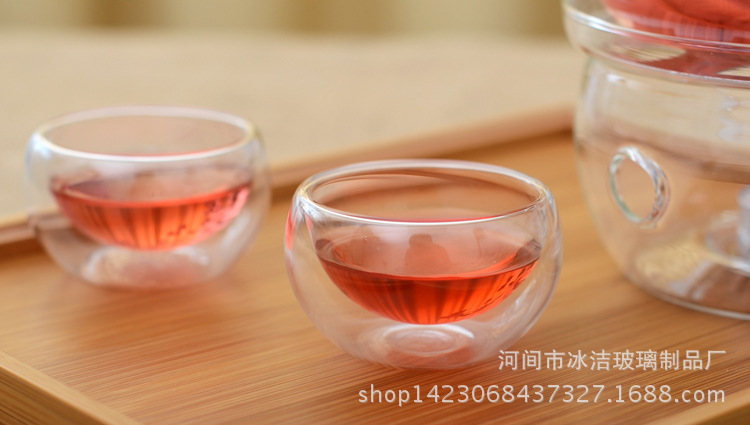 加工定做双层玻璃真空品茶杯双层防烫耐热玻璃小品茗杯花茶杯示例图9