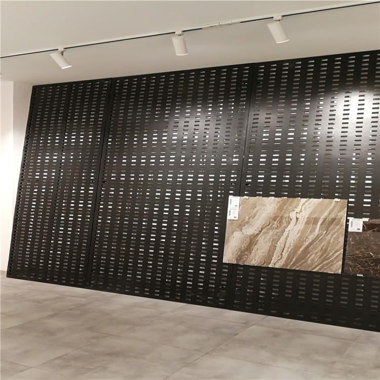 800800瓷砖展示架  迅鹰陶瓷冲孔板货架  沈阳市陶瓷货架展具  天津方孔板