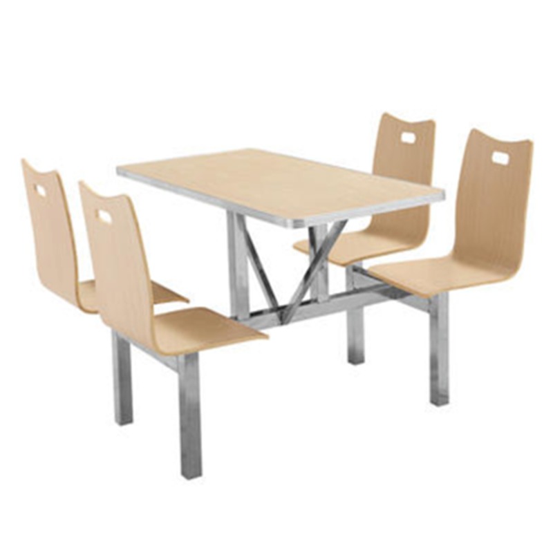 不锈钢餐桌椅组合 食堂餐桌椅 四人连体餐桌椅厂家 尚邑家具STZY-00102
