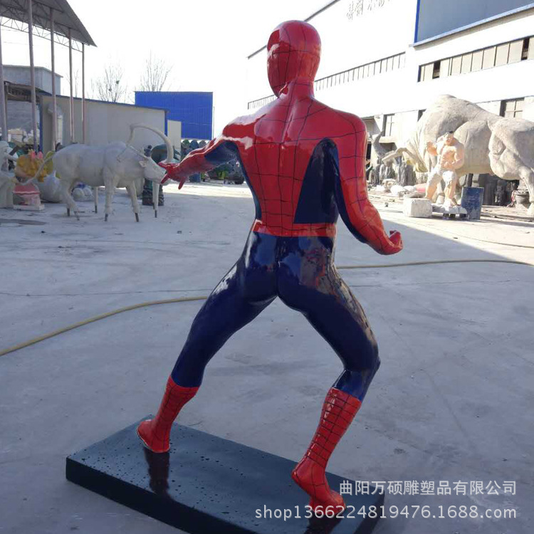 厂家生产加工定制玻璃钢游戏人物雕塑 复仇者联盟蜘蛛侠雕塑示例图4