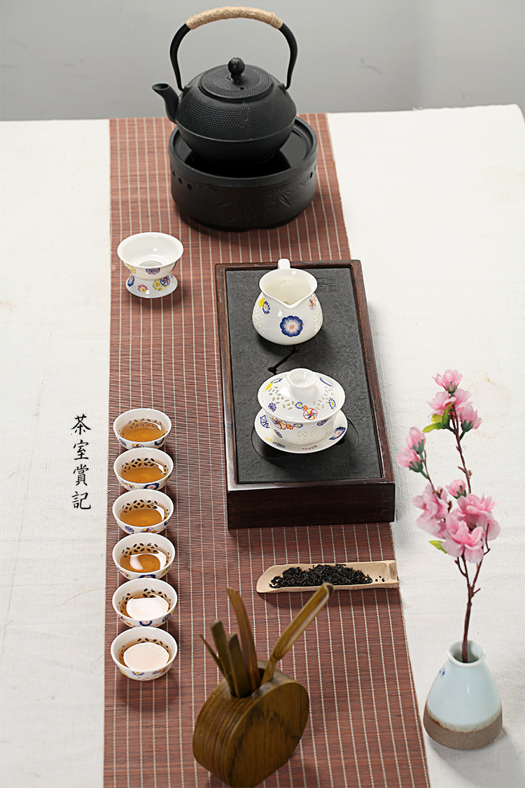整套玲珑水晶陶瓷茶具套装  镂空制作德化三才碗茶具可定制批发示例图38