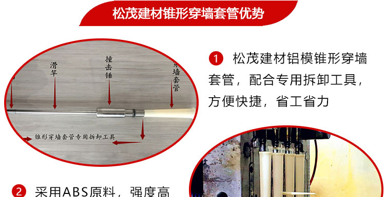 铝模板套管 建筑模板穿墙螺杆塑料锥形套管 重复利用铝膜锥形套管示例图14