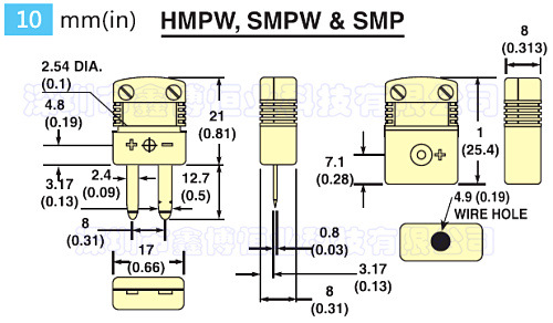HMPW-K-MF迷你小号260度土黄色热电偶插头插座 连接器 端子套装示例图1