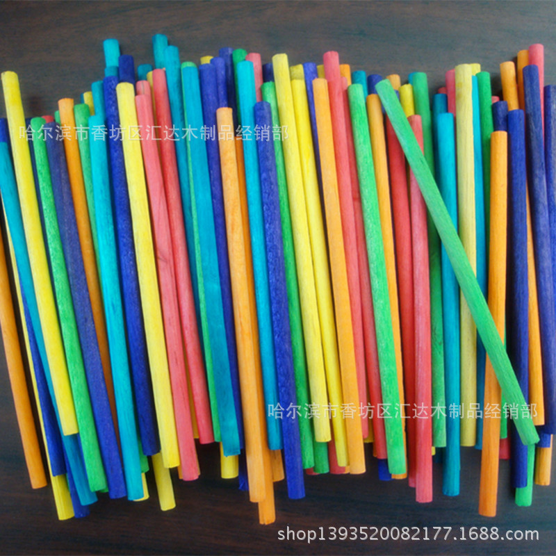 供应100pcs 彩色木棒 DIY手工木棒 一次性彩色木棒 益智玩具木棒图片
