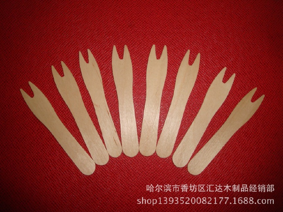 供应 二齿水果叉 水果叉  一次性竹质水果叉 果冻布丁水果叉示例图1